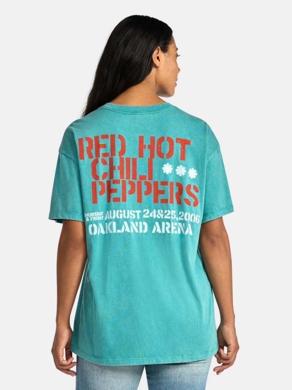 Unisex Official Red Hot Chili Peppers Teal Short Sleeve Graphic Tee - Picture 4 of 5